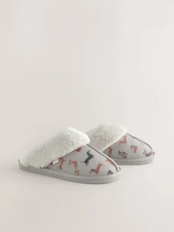 Next Chien saucisse gris - Suede Mule Pantoufles New