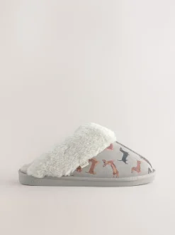 Next Chien saucisse gris - Suede Mule Pantoufles New