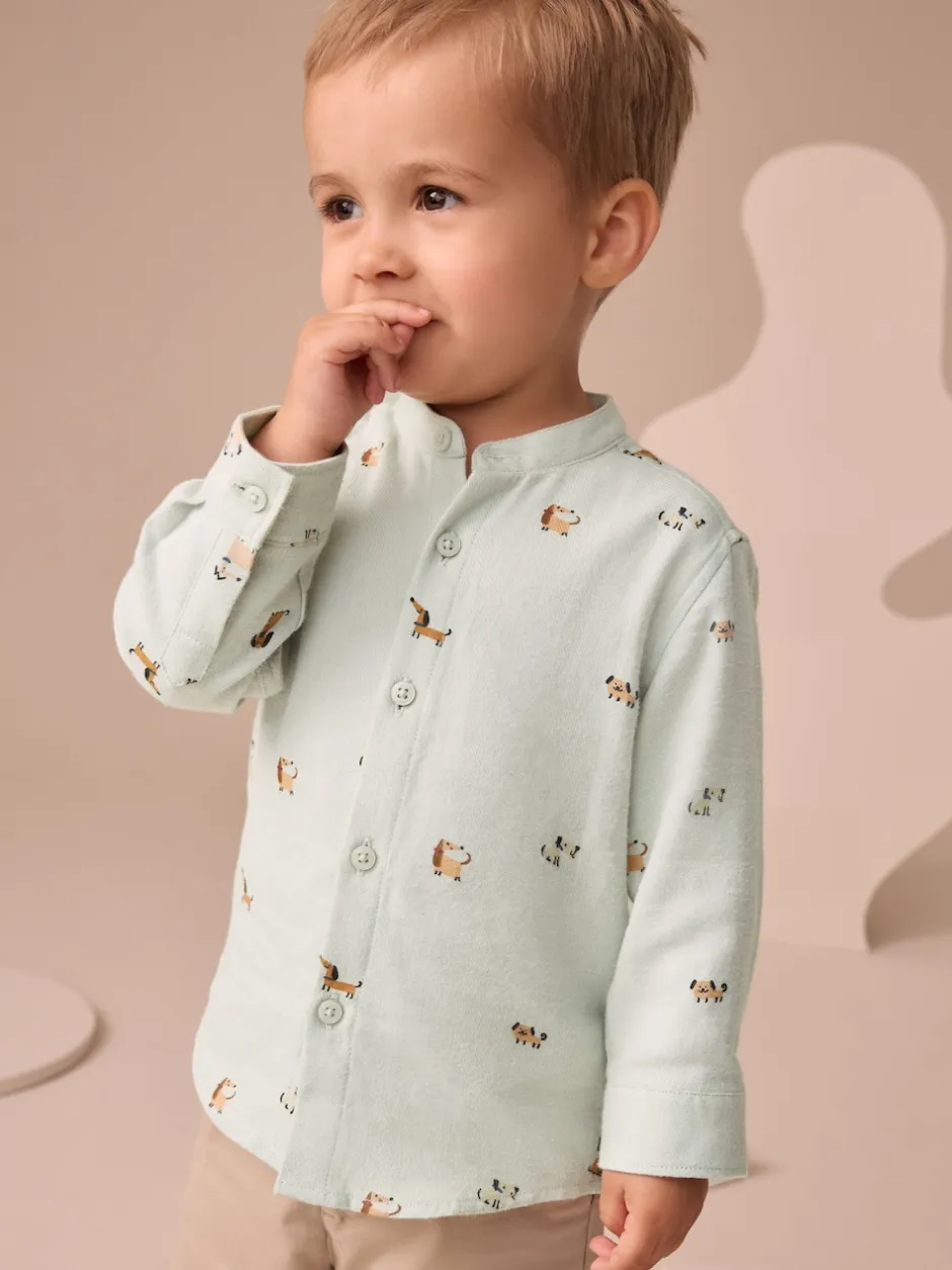 Next Chien vert menthe - Chemise Character imprimée sur l’ensemble à manches longues avec col grand-père (3mois7ans) Online