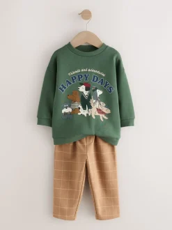 Next - Ensemble Sweat-shirt et Survêtement (3mois à7ans) Chien vert/marron Clearance