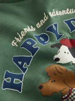 Next - Ensemble Sweat-shirt et Survêtement (3mois à7ans) Chien vert/marron Clearance