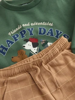 Next - Ensemble Sweat-shirt et Survêtement (3mois à7ans) Chien vert/marron Clearance