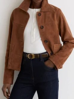 Reiss chocolat - Ceinture en cuir à boucle incurvée Hazel New