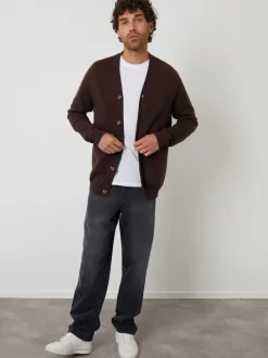 Threadbare chocolat - Coton Blend Tricoté Cardigan Best