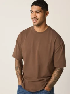 Next - Coupe ample - T-shirt épais Chocolat brun Clearance