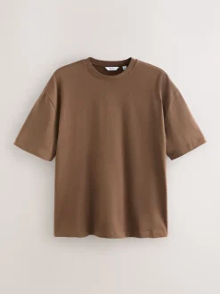 Next - Coupe ample - T-shirt épais Chocolat brun Clearance