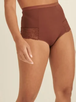 Next Chocolat Nude - Imprimé Gainant Culotte brésilienne dos lacé 2 Lot Clearance
