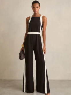 Reiss Chocolat/crème - Combinaison Ceinturé Ample Salma Color-block Hot