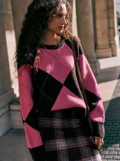 Next Chocolat/rose à carreaux - Mini Jupe Best