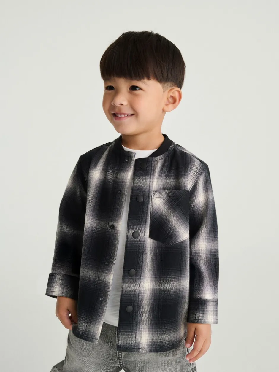 Next Chèque Mono Core - Chemise à carreaux avec col de baseball à manches longues (3mois7ans) Clearance