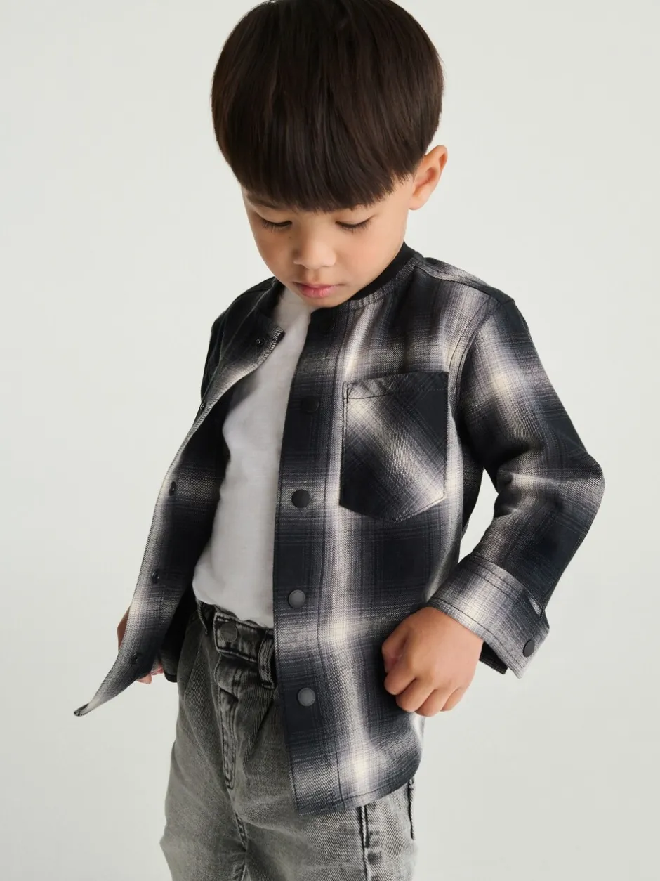 Next Chèque Mono Core - Chemise à carreaux avec col de baseball à manches longues (3mois7ans) Clearance