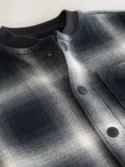 Next Chèque Mono Core - Chemise à carreaux avec col de baseball à manches longues (3mois7ans) Clearance