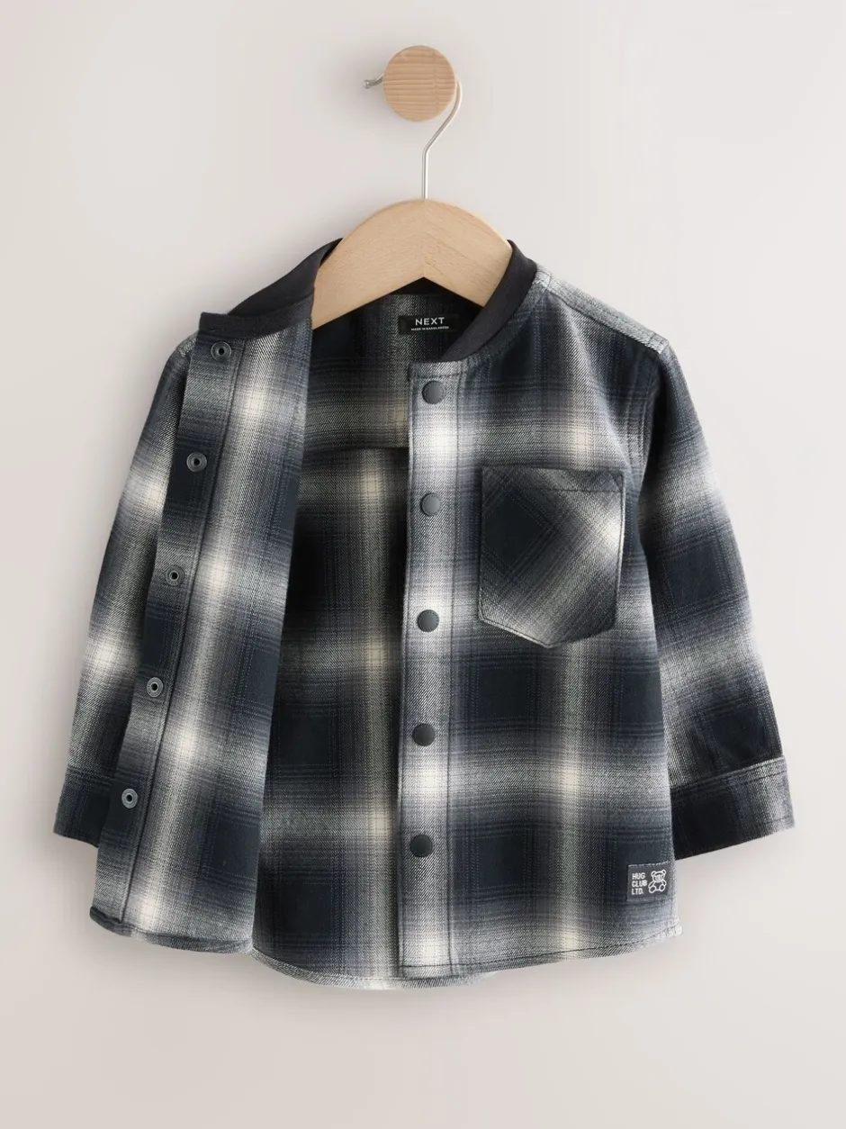 Next Chèque Mono Core - Chemise à carreaux avec col de baseball à manches longues (3mois7ans) Clearance