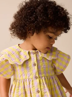 Next citron vert/lilas - Robe à col vichy (3mois-8ans) Sale