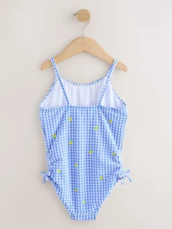 Next Citron vichy bleu/blanc - Maillot de bain froncé à bretelles (3-16ans) Discount