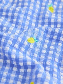 Next Citron vichy bleu/blanc - Maillot de bain froncé à bretelles (3-16ans) Discount