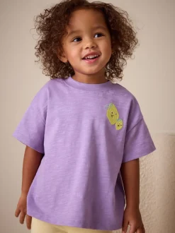 Next Citron violet - T-shirt brodé à manches courtes (3mois à7ans) Outlet