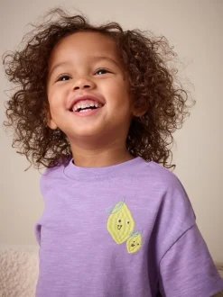 Next Citron violet - T-shirt brodé à manches courtes (3mois à7ans) Outlet
