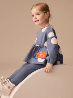 Next Coccinelle bleu marine - Ensemble haut péplum à manches longues et legging (3 mois-7 ans) Online