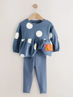 Next Coccinelle bleu marine - Ensemble haut péplum à manches longues et legging (3 mois-7 ans) Online