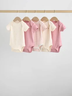 Next Coeur rose - Bébé Manches courtes Bodysuits 5 Pack Clearance