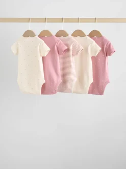 Next Coeur rose - Bébé Manches courtes Bodysuits 5 Pack Clearance