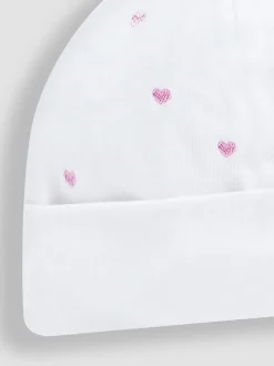 Jojo Maman Bébé Coeur rose - Bonnet bébé en coton brodé Discount