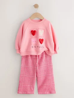 Next - Ensemble Sweat-shirt et Pantalons Amples (3mois-7ans) Coeur rose