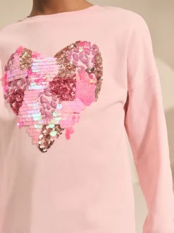 Next Coeur rose - Haut à manches longues à sequins (3-16ans) New