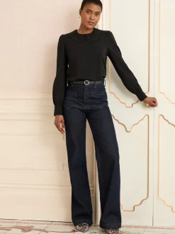 Love & Roses Col en dentelle noire - Chemisiers Online