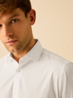 Next Col Penny blanc - Chemises intelligentes faciles d’entretien à poignets simples