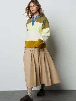 Next col Vert Rayé Jean - Pull confortable doux au toucher à manches longues avec col polo New