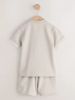 Next - Ensemble polos et shorts de manches (3mois-7ans) Col zippé neutre Outlet
