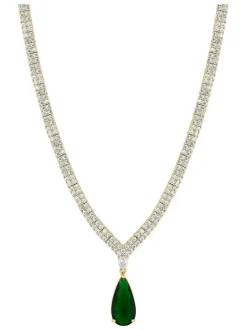 Jon Richard Collier en forme de goutte de poire vert émeraude Collier cadeau en boîte de zircone Discount