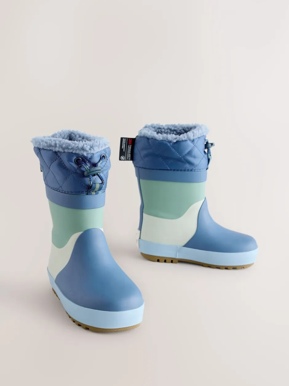 Next - Bottes en caoutchouc thermique Thinsulate™ avec extrémité doublée color block bleu Online