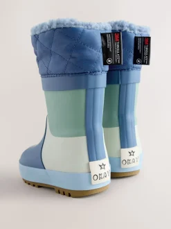 Next - Bottes en caoutchouc thermique Thinsulate™ avec extrémité doublée color block bleu Online