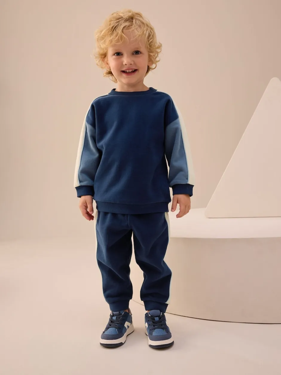 Next - Ensemble Sweat-shirt et Survêtement (3mois à7ans) color block bleu New
