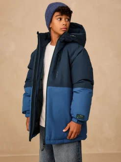 Next color block bleu - Manteau matelassé intérieur imperméable (3-16ans)