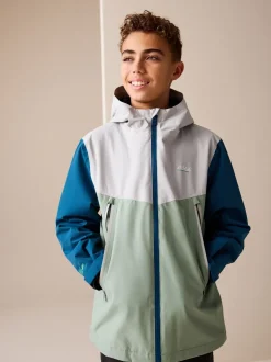Next - Veste à capuche imperméable doublée de polaire (3-17ans) Color block bleu/vert Sale