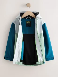 Next - Veste à capuche imperméable doublée de polaire (3-17ans) Color block bleu/vert Sale