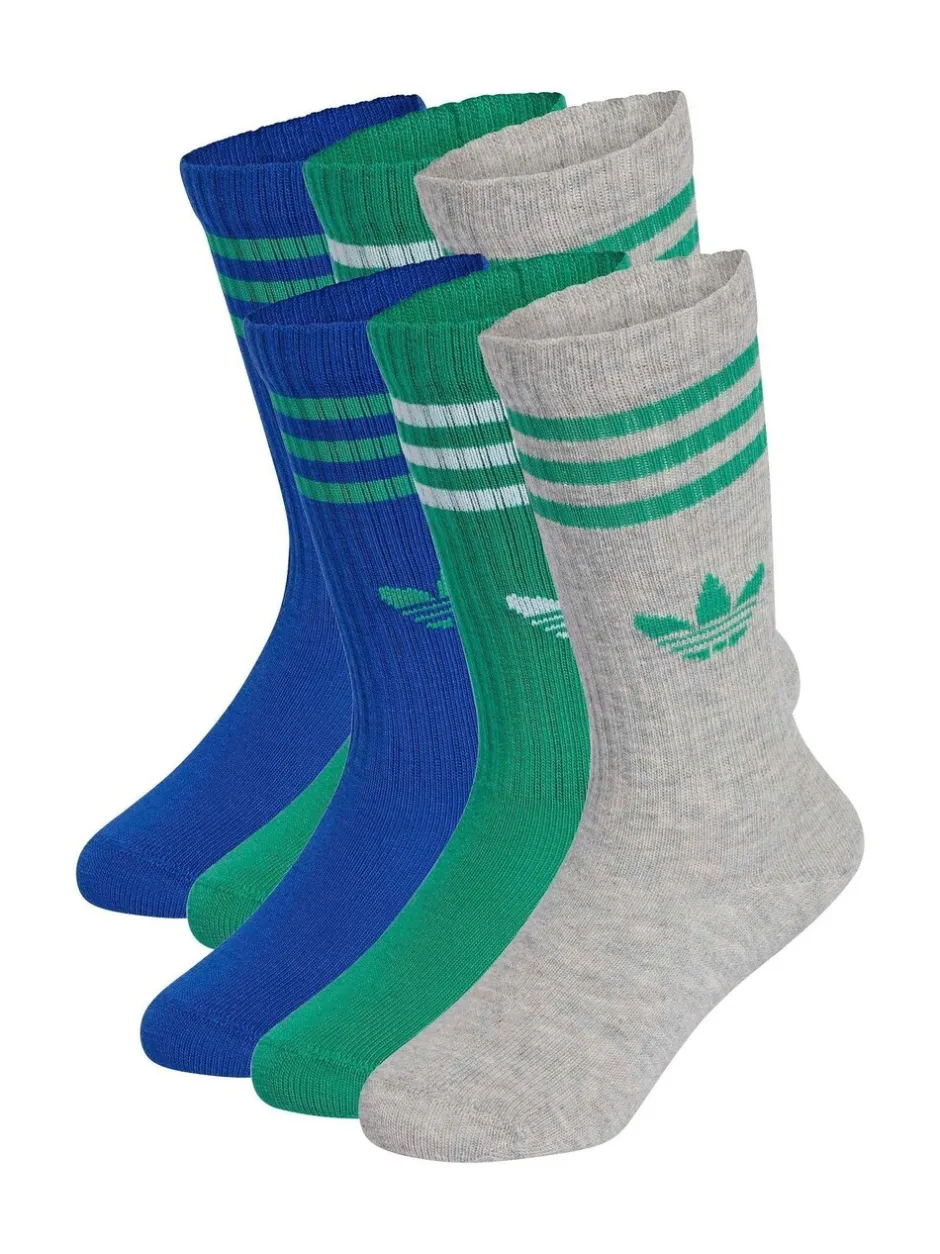 adidas Coloris divers - Lot de 6 paires de chaussettes ras du cou 3-rayures enfant New