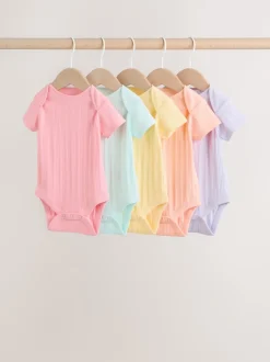 Next Coloris pastel - Lot de 5 bodies bébé à manches courtes
