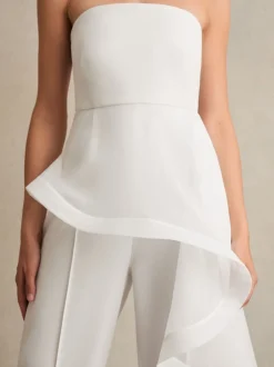 Reiss Combinaison bandeau Rhiannon à volants en soie ample Sale