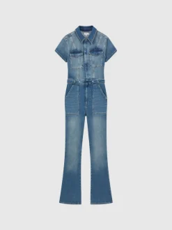Good American Combinaison en denim évasée en bas Online