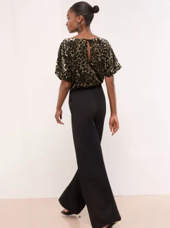 Lipsy Combinaison sans manches à col bénitier imprimé léopard Outlet