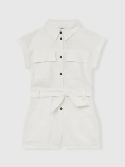Reiss Combinaison Zoe ceinturée en coton et lin Outlet