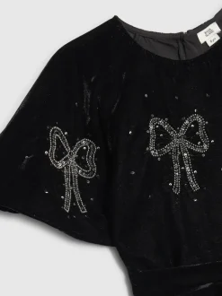 River Island Combinaison fille en velours à nœud Outlet