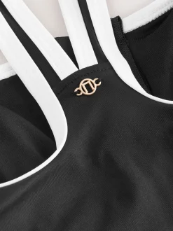 Next Contraste noir/blanc - Maillot de bain avec fermeture éclair et contrôle du ventre Best