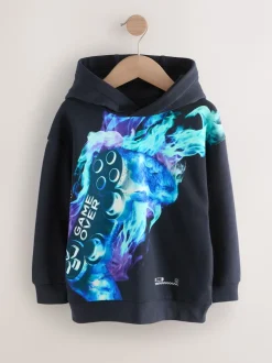 Next - Sweat à capuche adolescent imprimé graphique (3-16ans) Contrôleur bleu marine New