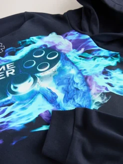 Next - Sweat à capuche adolescent imprimé graphique (3-16ans) Contrôleur bleu marine New